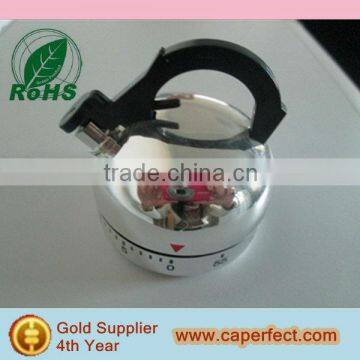 Kettle Shaped Plastic ABS and Chromed Kitchen Timer