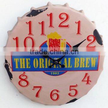 2015 Kitchen Wall Clock with Beer Lid Shape, Rusted Wall Clock