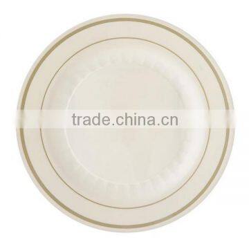 6'' Round Disposable Plastic Plate With Gold and Silver Rim photo-5