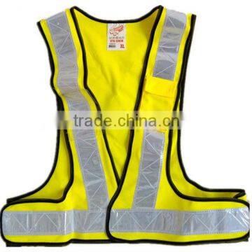 fluorescent yellow reflective vest with PVC crystal