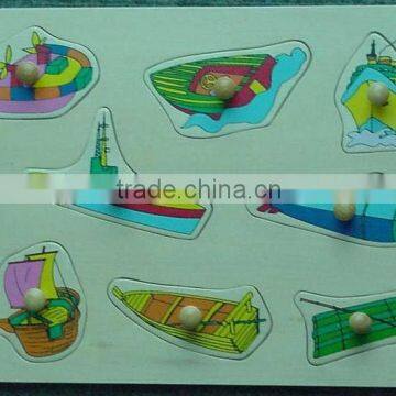Hot sale educational wooden toys sea transportation vehicles puzzle