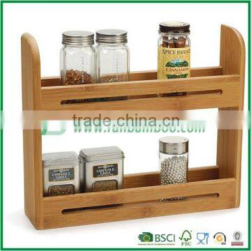 2 tier bamboo restaurant spice rack, wall mount spice rack