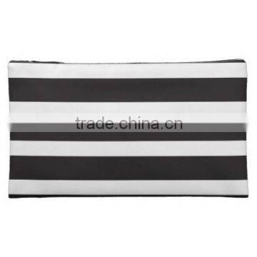 Custom Black & White Striped Makeup Bag photo-2