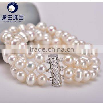 Latest Design Cultured White color 7-8mm freshwater natural pearl bracelets for women