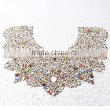 Garment Accessories Hot Fix Beaded Rhinestone Neckline Crystal Glass Appliques Neck Lace Collar For Dresses photo-2