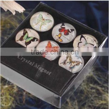 high selling beautiful butterfly crystal glass fridge magnet