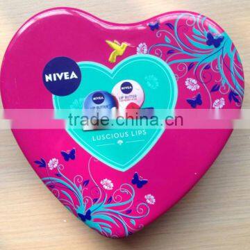 Promotional heart shape tin can for candy packing