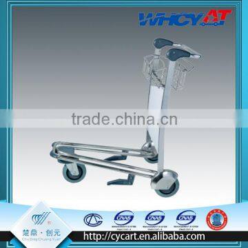 Stainless steel airport luggage trolley with brake