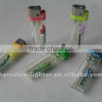 7.7 cm disposable flint butane lighter with flower