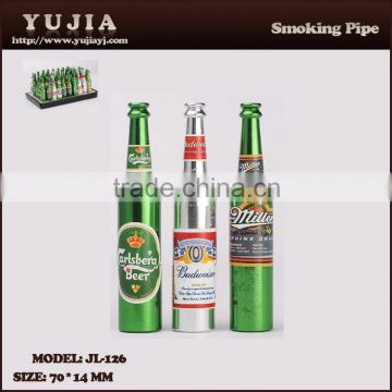 2015 YuJia popular mini beer bottle smoking pipe wholesale tobacco pipe JL-126