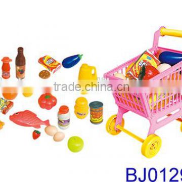 Best children toy diy small plastic shopping cart supermarket trolley