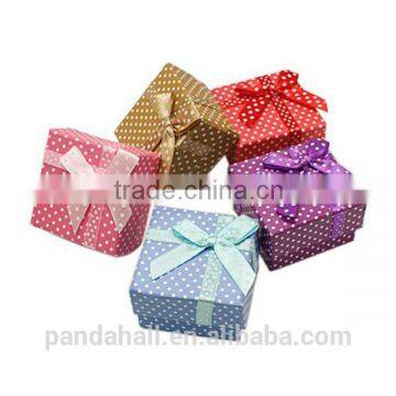 Pohka Dot Printed Hard Paper Jewlery Engagement Ring Box, 51x51x31mm(CBOX-B003-M)