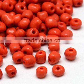 6/0 Red Opaque Glass Seed Beads, Loose Micro Beads(SEED-A017-6-45)