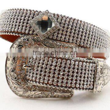 Western Fashion Strass Diamond Chain Cowgirl Rhinestone Cowhide Belt