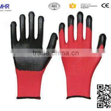 MHR polyester palm coated nitrile light work glove