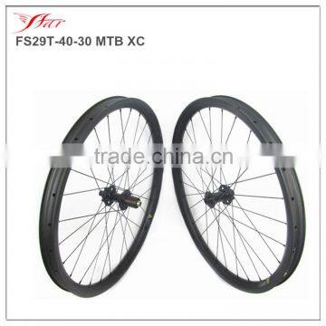 29er mountain bike wheels 40mm wide clincher rims with Bitex hub, XC road bike wheels for MTB 30mm deep 28H/28H thru axle