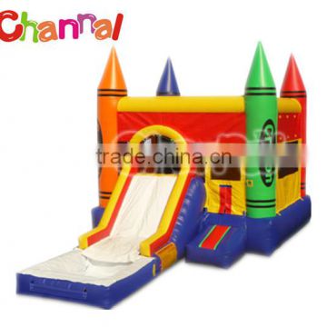 Customized inflatable crayon combo bouncer with pool