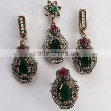 Path Of Love !! Victorian Multi Colour 925 Sterling Silver 4 Pieces Set, Online Silver Jewelry, Silver Jewelry 925 photo-4