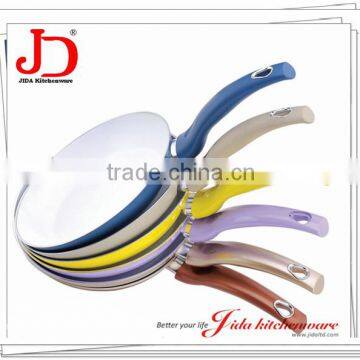 High quality Aluminum Ceramic Frying Pan with colorful handle and induction.