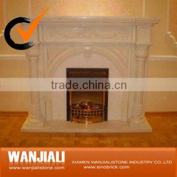 Beige Marble Stone Fireplace