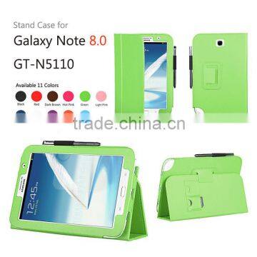 Multi angle foldable Luxury Leather PU STAND case for samsung galaxy note 8.0 GT-N5110 tablet