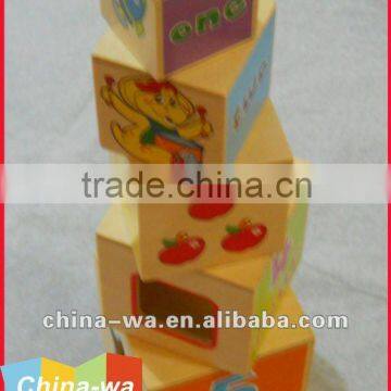 wooden stacking cube with learning sorting blocks