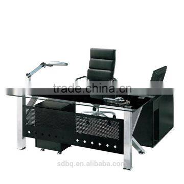 PT-D026 Modern office furniture design supply standard office glass desk with metal legs