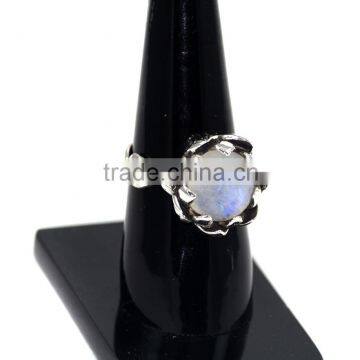 Moonstone Round Cabochon 925 Sterling Silver Rings photo-3