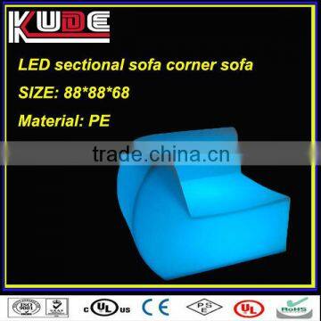 LED light modern plastic corner sofa design