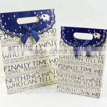 Exquisite Blue letters fastening paper bag / Flip gift bag for hot sale