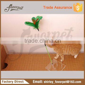 wholesale colorful cat teaser Feather funny stick toy/cat feather toy