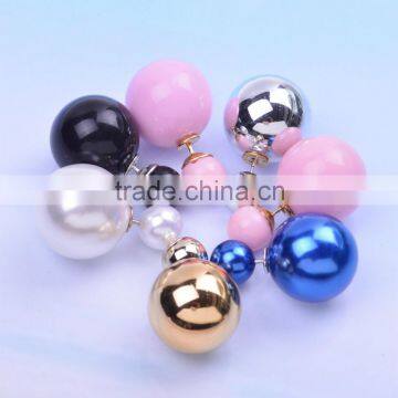 Wholesale fashion candy color jewelry big pearl earrings new arrival double pearl pendientes women's trendy stud earrings