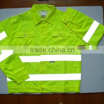 High Visibility 100% Polyester green suit Reflective Safety coat