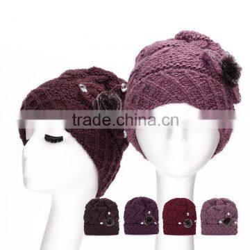 FASHION WOMEN WINTER KNITTED CROCHET BEANIE HAT CAP 4 COLORS