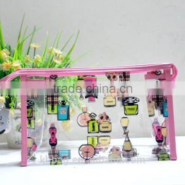 Color Printed Sewing Custom Makeup Big Round Printed Pvc Cosmetic Bag