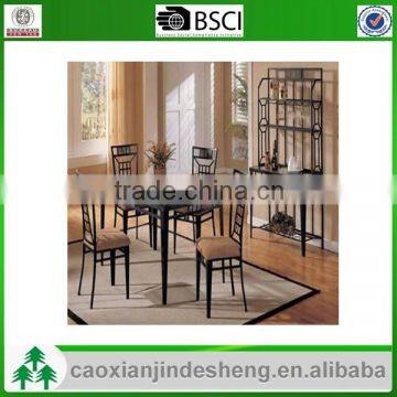 Detachable metal tube dining room table and chairs with fabric cushion