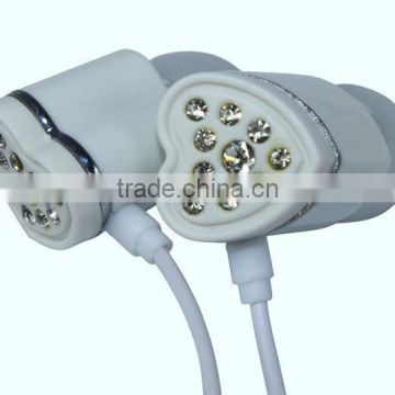 Heart shape little diamond earphone with mic