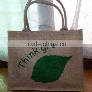 Grocery Tote Bag Eco Friendly Natural Jute Burlap Shopping Bag photo-2