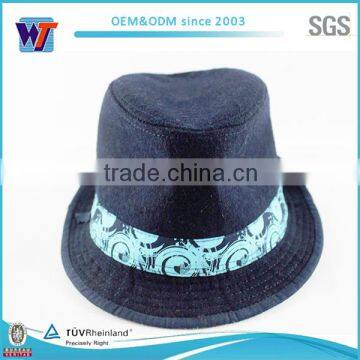 Fashion felt fedora hat custom fedora hat with printed logo band