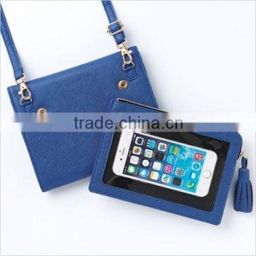 best sell envelope shape PVC messenger bag with magnet closure and detachable phone pouch