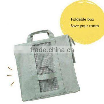 home storage foldable polyester storage box with net window