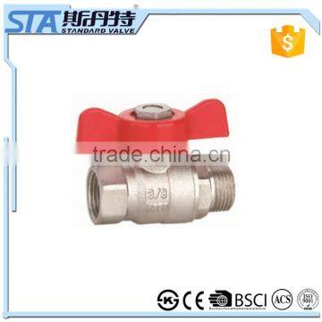 Male to Female Butterfly Handle Forged Nickel Plated Brass Ball Valve