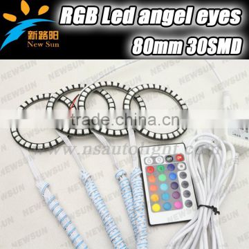 Colorful Change 80mm led rgb angel eyes RGB Multi-Color LED 5050SMD Headlight for all car motors LED Angel Eyes Kits SMD