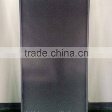 Flat panel black film tempered glass solar collectors for hot water heating