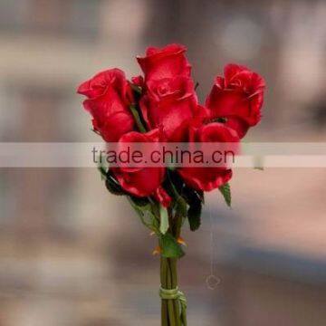 Artificial flower rose bud bouquet with 6 heads,fabric flower bouquet ,bride bouquet