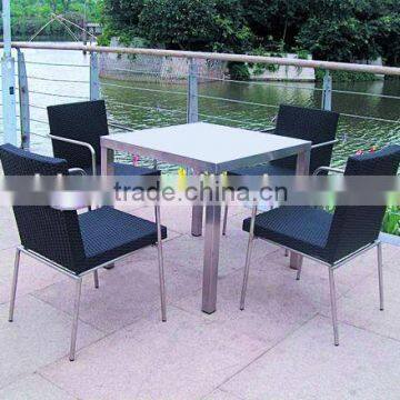 Outdoor Stainless Steel furniture table and chair rattan dining set