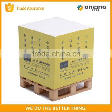 Wood free paper cube shape non-sticky notes pad on wooden pallet