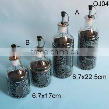 Kitchen glass bottles oils with metal coating