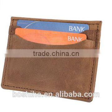 Wholesale genuine vintage leather double sided business card id credit card holder