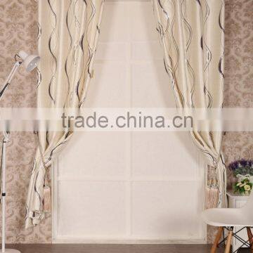 100% polyester curtain glossy black out with hot stamping silver print flocking grommet curtain panel